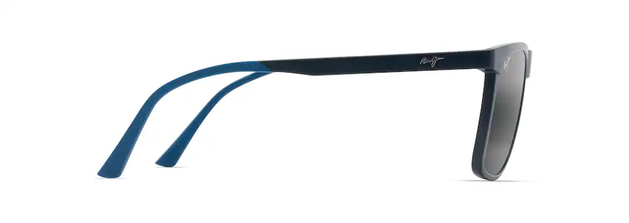 Side view of a pair of modern, rectangular sunglasses with a sleek black frame and dark tinted lenses, looking like they were designed by an auto draft expert.