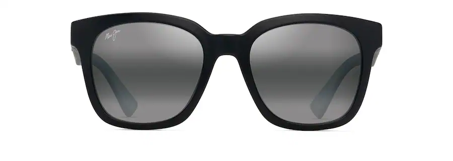 A pair of black-framed sunglasses with dark lenses, reminiscent of an auto draft in style, viewed from the front.