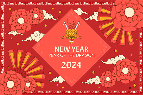 Chinese new year of the dragon png. 新春營業時間.