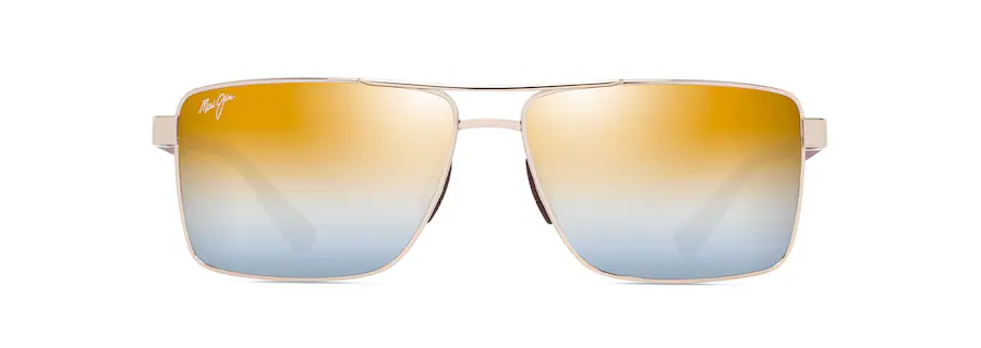 Rectangular, gold-framed sunglasses with yellow-to-blue gradient lenses are a must-have accessory that effortlessly combines style and function. These chic sunglasses not only protect your eyes but also elevate any look, making them an important SEO keyword for fashion enthusiasts.